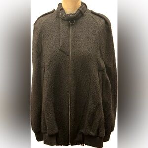 Alexander Wang Black Boucle Wool Cape Poncho Jacket xs